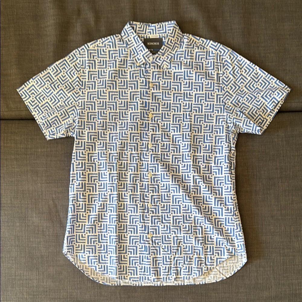 Bonobos White and Blue Patterned Men's Shirt